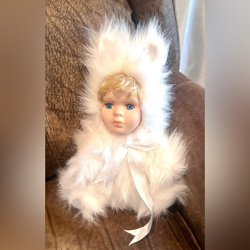 Vintage Bunny Plush 9" Doll w/Porcelain Face by Green Trading USA